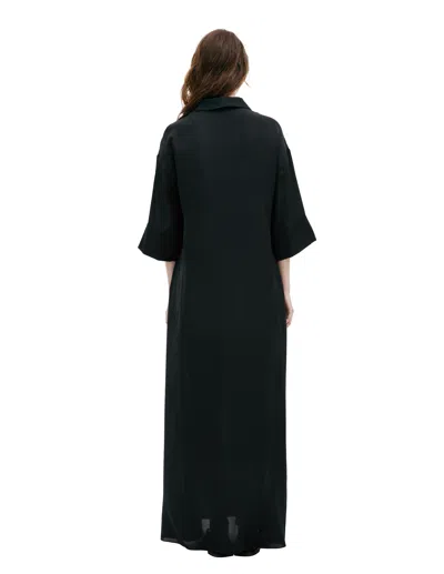 The Row Long Sleeve Maxi Dress In Black