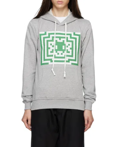 Comme Des Garçons Logo Hooded Sweater In Gray