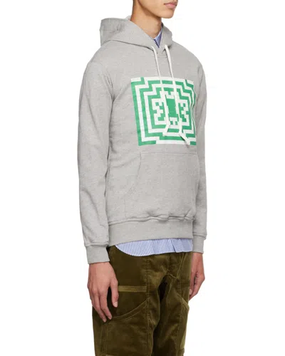 Comme Des Garçons Logo Hooded Sweater In Gray