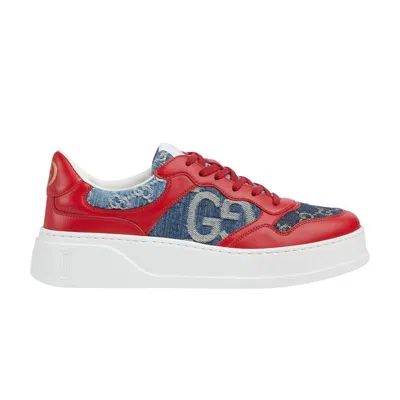 Pre-owned Gucci Gg Sneaker 'red Blue Denim' | Men's Size 14
