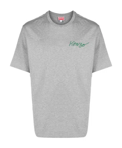 Kenzo T-shirt With Round Neck And Short Sleeves In Gray