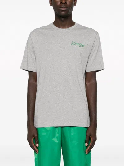 Kenzo T-shirt With Round Neck And Short Sleeves In Gray