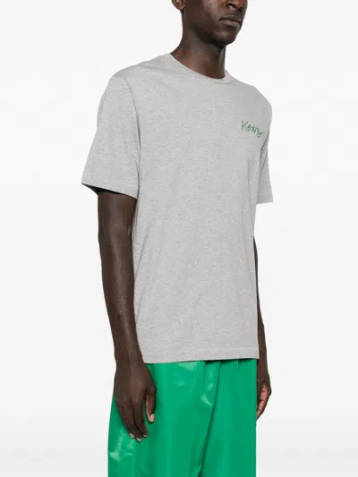 Kenzo T-shirt With Round Neck And Short Sleeves In Gray