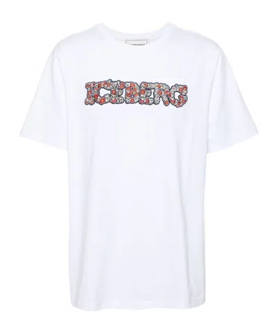 Iceberg Logo Graphic Short Sleeve T-shirt In White