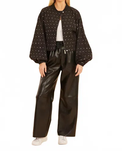 Dolce Cabo Faux Leather Wide Leg Drawstring Pants In Black In Black