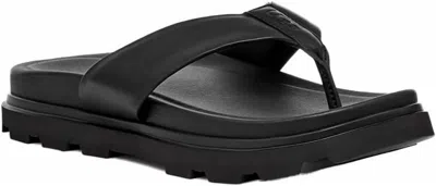 Ugg Capitola Flip Mens Solid Leather Flip-flops In Black
