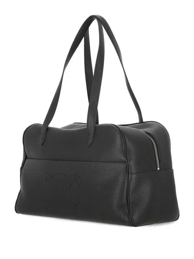 Celine Logo Shoulder Bag In Black