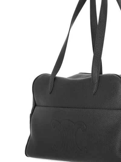 Celine Logo Shoulder Bag In Black
