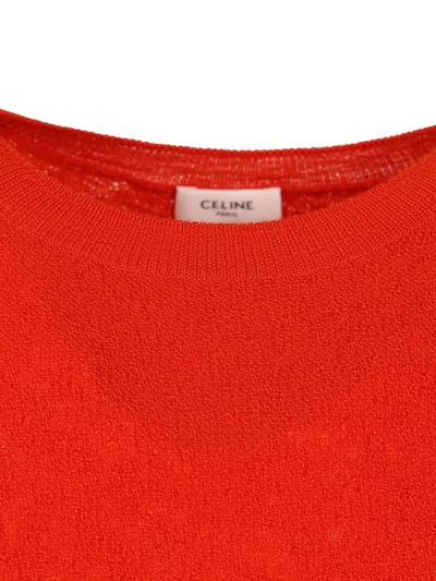 Celine Men Wool Sweater With Triomphe Detail In Red