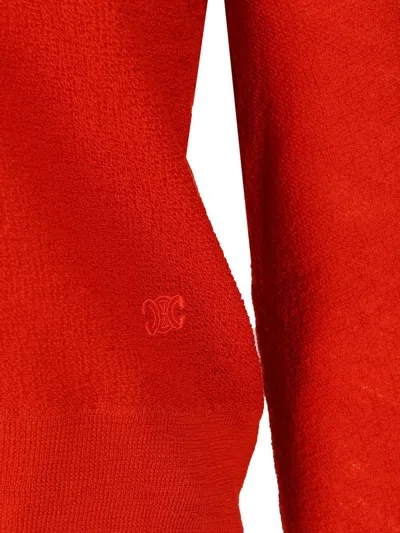Celine Men Wool Sweater With Triomphe Detail In Red