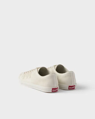 Prada Low Profile Round Toe Rubber Sole Sneakers In White