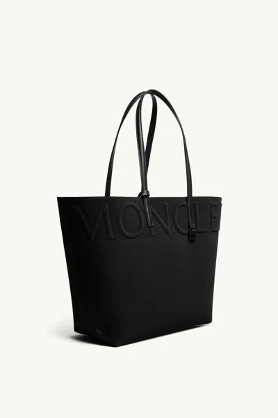 Moncler Mini Leather Tote Bag With Key Chain In Black