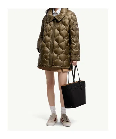 Moncler Mini Leather Tote Bag With Key Chain In Black