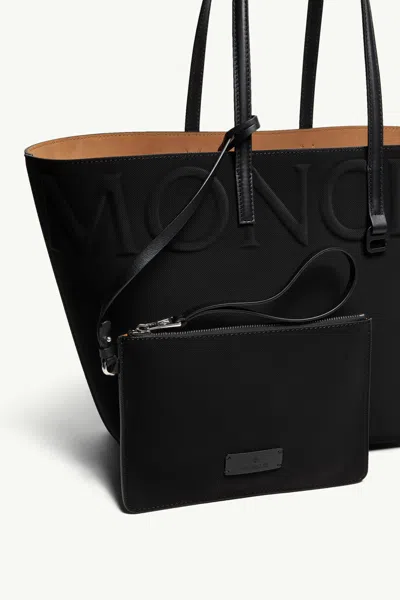 Moncler Mini Leather Tote Bag With Key Chain In Black