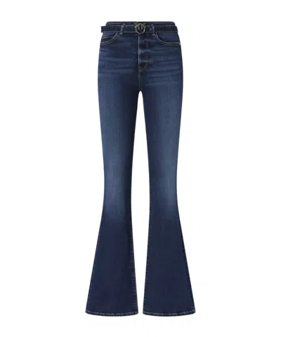 Pinko Power Stretch Denim Flared Jeans In Blue