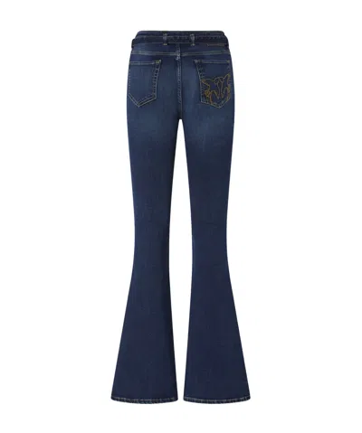 Pinko Power Stretch Denim Flared Jeans In Blue