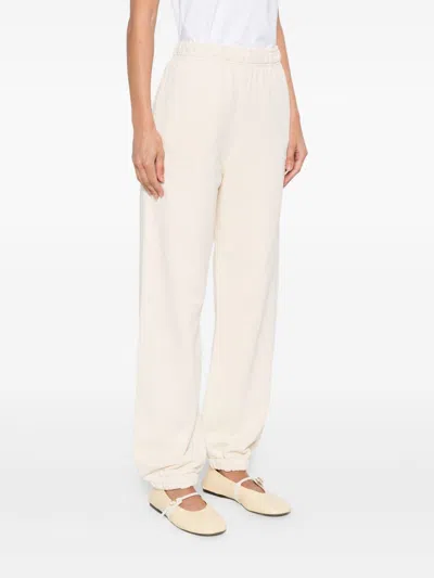 Pinko Straight Trousers With Elastic Waistband And Cuffs In White
