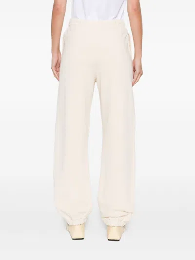 Pinko Straight Trousers With Elastic Waistband And Cuffs In White