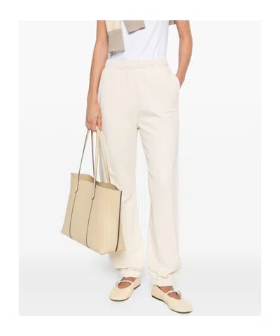 Pinko Straight Trousers With Elastic Waistband And Cuffs In White