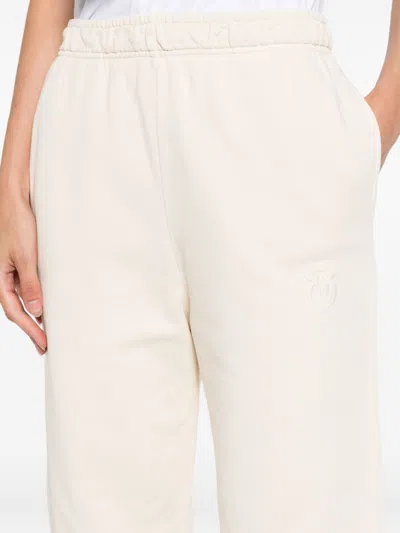Pinko Straight Trousers With Elastic Waistband And Cuffs In White