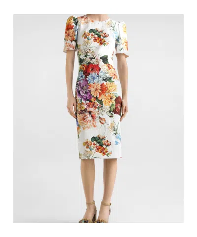 Dolce & Gabbana Bouquet-print Dress In Cretonne In Multi
