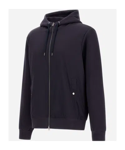 Herno Contrast-panel Piqué Jacket In Black