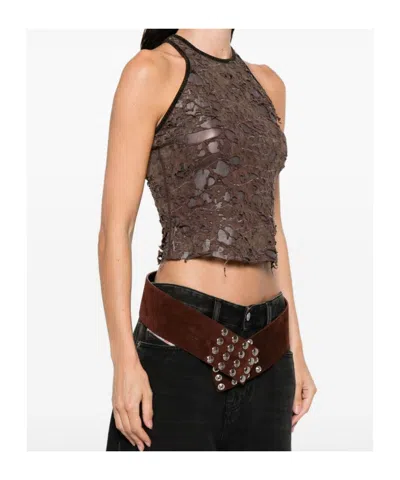 Diesel Tank Top In Destroyed Jersey In Brown