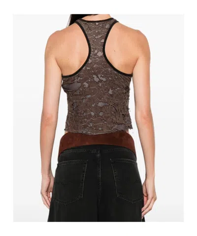 Diesel Tank Top In Destroyed Jersey In Brown