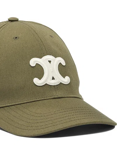 Celine Crew Neck Baseball Cap In Green