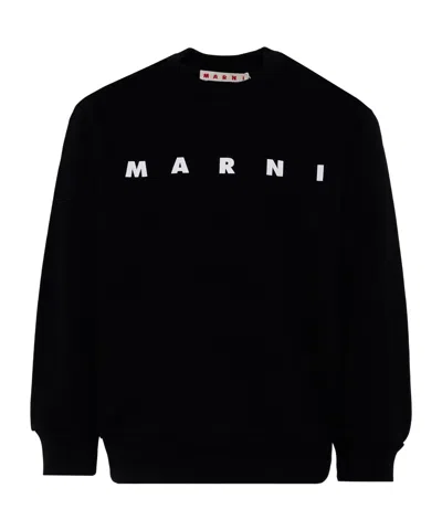 Marni Logo Print Crewneck Sweatshirt Kids In Black