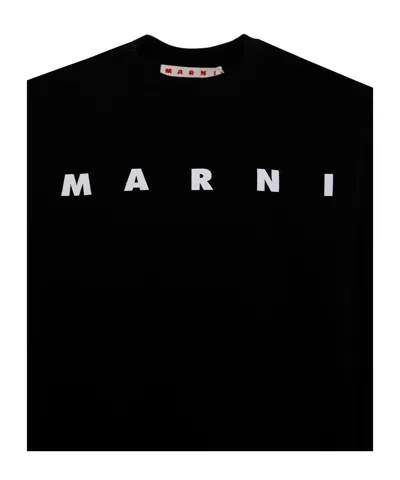 Marni Logo Print Crewneck Sweatshirt Kids In Black