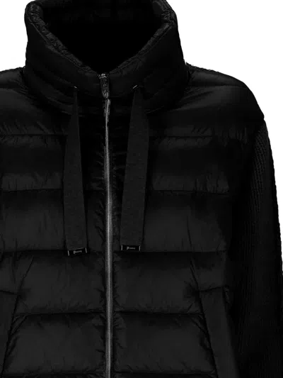 Herno Quilted Bomber Jacket Drawstring Detail In Black