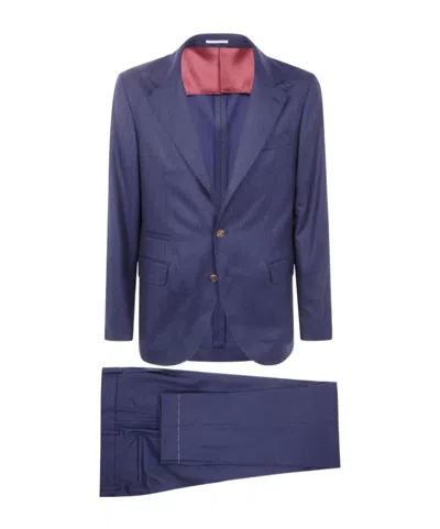 Brunello Cucinelli Wool Complete With Two Buttons Closure In Blue