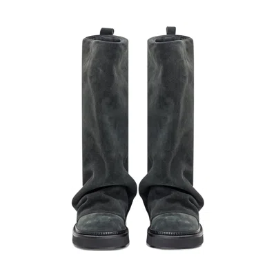 Attico Slouch Suede Knee-high Boots In Gray