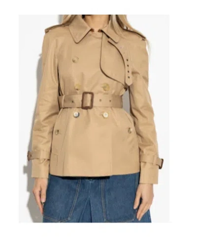Chloé Short Trench Coat In Cotton Gabardine In Brown