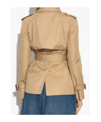 Chloé Short Trench Coat In Cotton Gabardine In Brown
