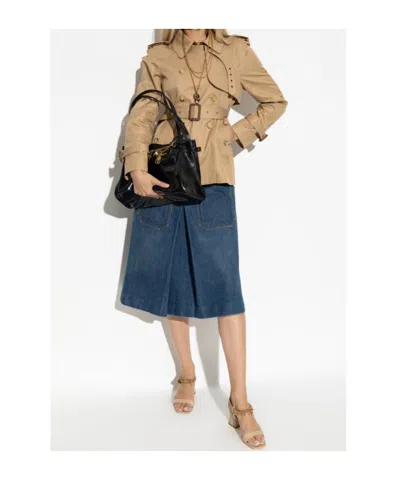 Chloé Short Trench Coat In Cotton Gabardine In Brown