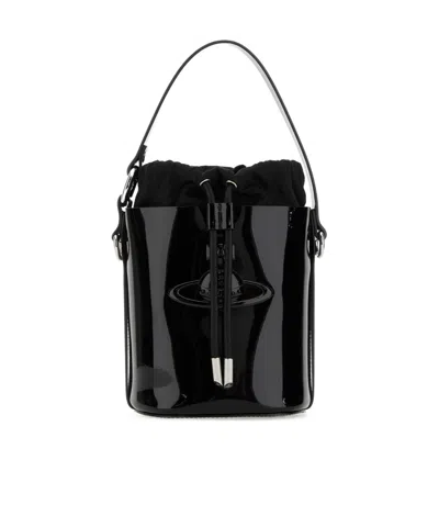 Vivienne Westwood Black Leather Daisy Bucket Bag In Black