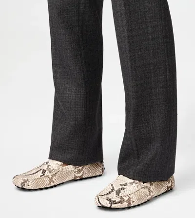 Tod's Snake-effect Leather Driving Loafers In Animal Print