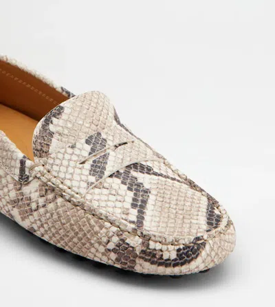 Tod's Snake-effect Leather Driving Loafers In Animal Print