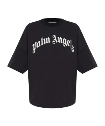 Palm Angels Crew Neck Short Sleeves Top In Black