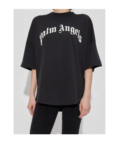 Palm Angels Crew Neck Short Sleeves Top In Black