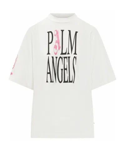 Palm Angels T-shirt With Pa Print On The Front In White