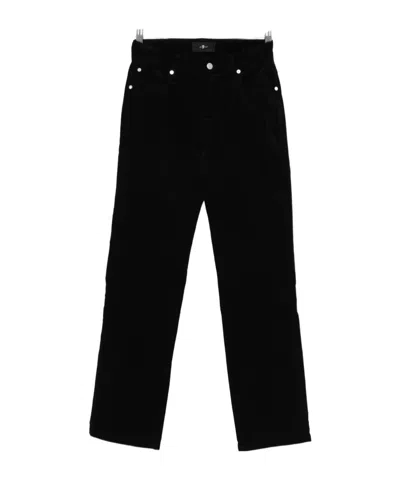 7 For All Mankind Embellished Straight Trousers In Black