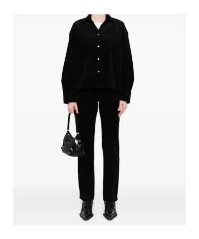 7 For All Mankind Embellished Straight Trousers In Black