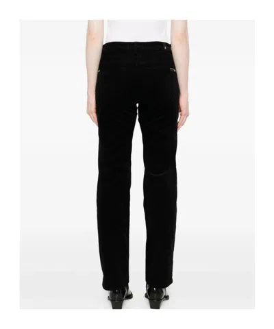 7 For All Mankind Embellished Straight Trousers In Black