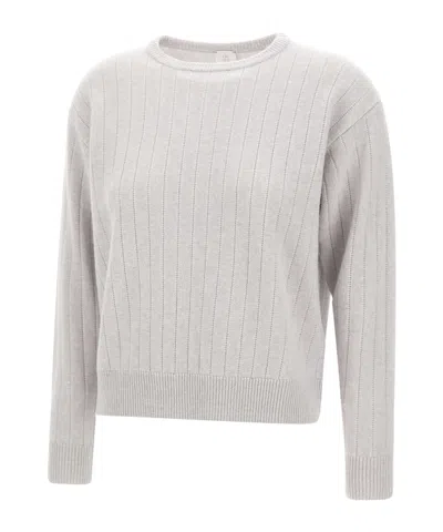 Eleventy Ribbed Crew-neck Sweater In White