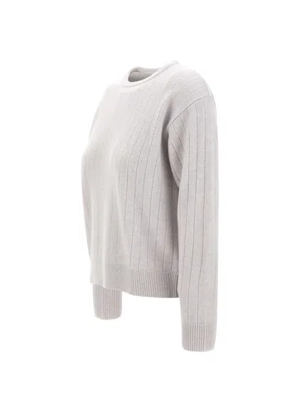 Eleventy Ribbed Crew-neck Sweater In White