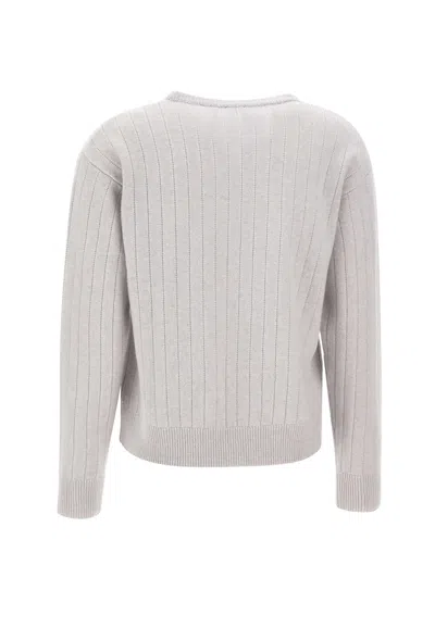 Eleventy Ribbed Crew-neck Sweater In White