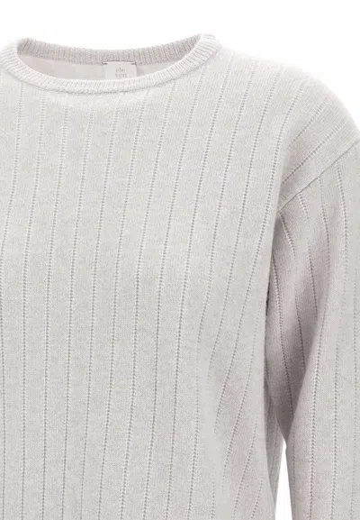 Eleventy Ribbed Crew-neck Sweater In White